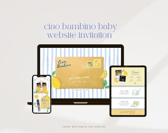 Ciao Bambino Baby Shower Invitation Website Canva, Ciao Baby Shower Invitation, Italian Lemon Citrus Baby Shower Theme Gender Neutral Evite
