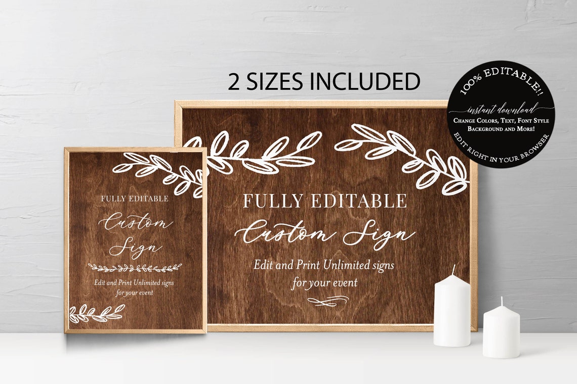 Rustic Wedding Signs Template 100% Editable Printable Wood - Etsy