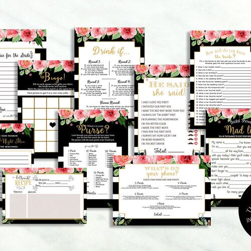 Kate Bridal Shower Games Package Printable Spade Inspired - Etsy Canada