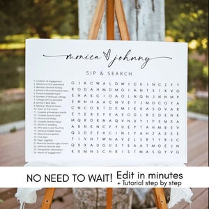 Custom Wedding Word Search Game, Wedding Personalized Bridal Shower Puzzle Game, Modern Wedding Games Ice Breaker for Guests, Printable DIY