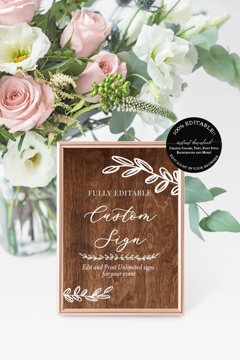 Rustic Wedding Signs Template 100% Editable Printable Wood - Etsy