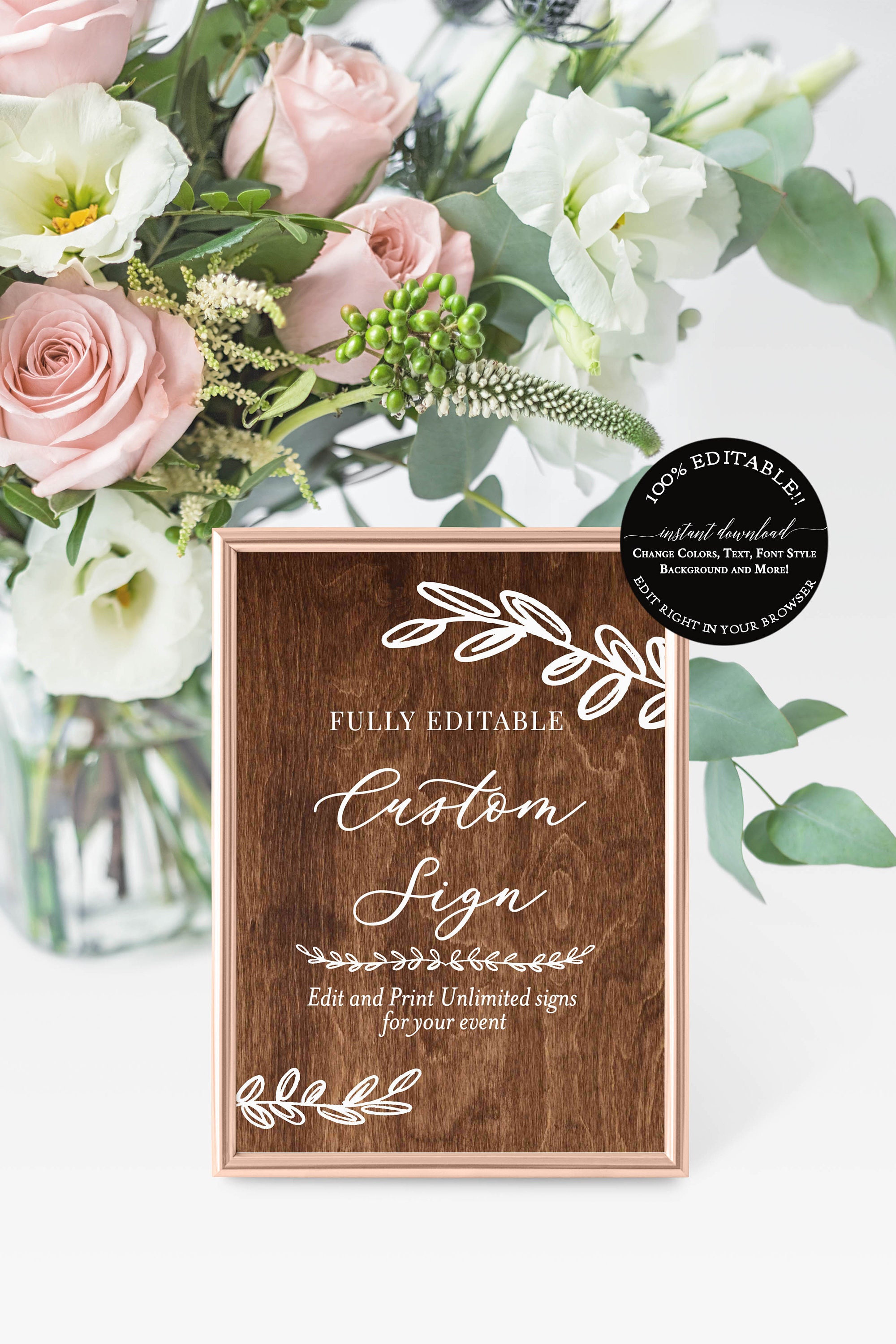 Rustic Wedding Signs Template 100% Editable Printable Wood | Etsy