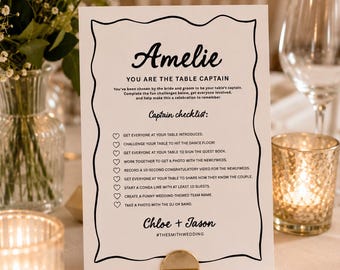 Wedding Table Captain Game, Wedding Guests Challenge, Table Captains Checklist Card, Guest Icebreaker Activity Canva