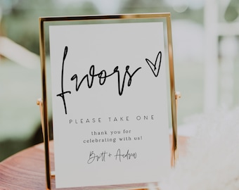 ELLIA | Modern Wedding Favor Sign Digital Download, Printable Favor Sign, Please take one sign, Modern Minimalist Wedding Signs, Templett