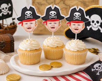 Pirate Cupcake Toppers, Pirate Birthday Decorations, Birthday Kids Cupcake Toppers Printable, Pirate Party Decor, Captain Birthday Hat