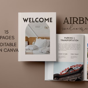 Modern Style Airbnb Welcome Book Template, Airbnb Welcome Book Cabin, VRBO Welcome Book Template for Canva, Vacation Rental Welcome Book