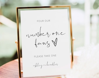 Vorlage für ein Fächerschild zur Hochzeit, bearbeitbares Gastgeschenkschild, Schild für Großmütter und Großväter, Schild für Empfänge im Freien, Für unsere größten Fans, modernes Gastgeschenkschild