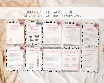 Disco cowgirl vrijgezellengames, ruimte cowgirl vrijgezellengames, bewerkbare vrijgezellenspelbundel, Nashville vrijgezellenfeest DIY