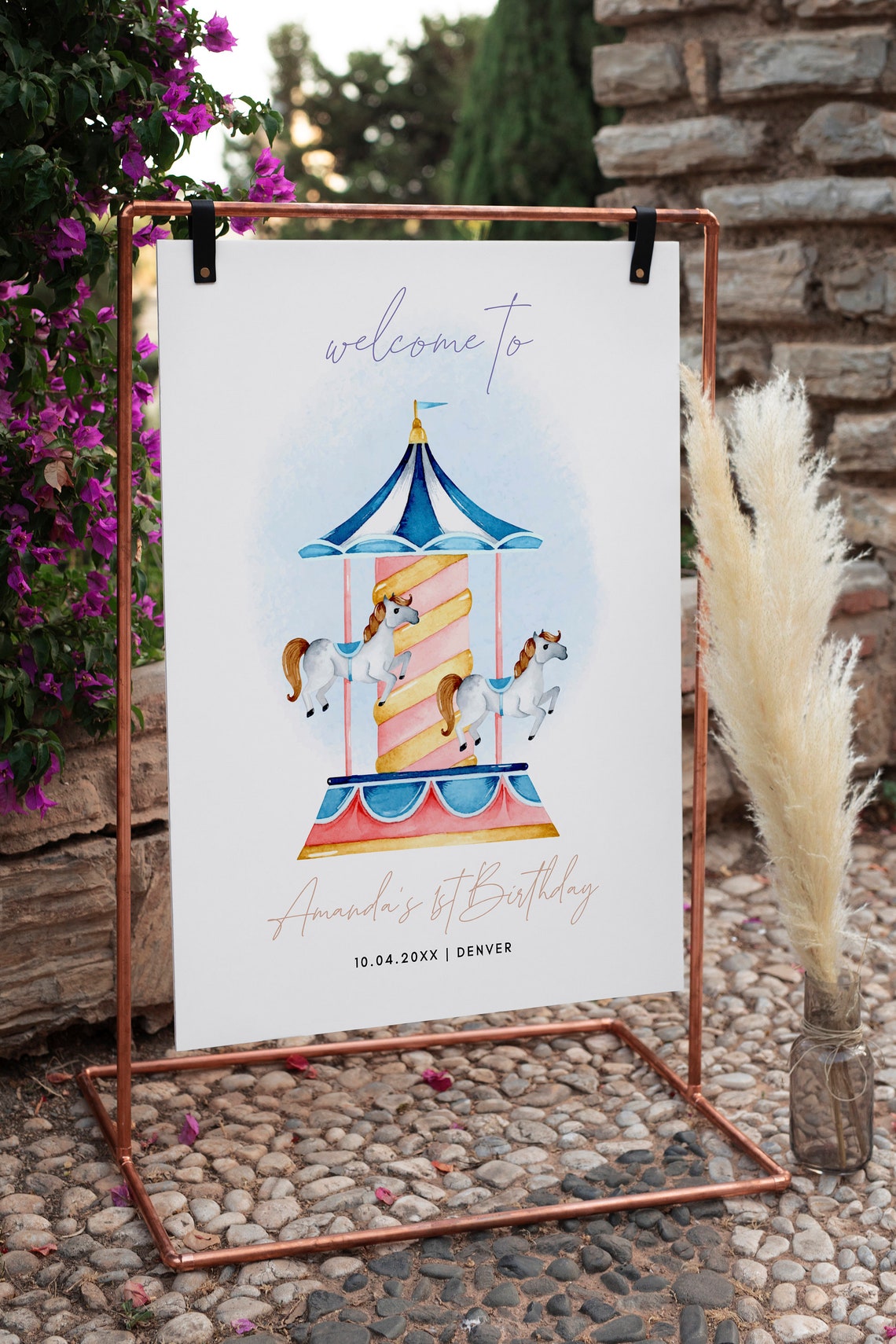 Carousel Birthday Welcome Sign, Carousel Welcome Sign Template ...