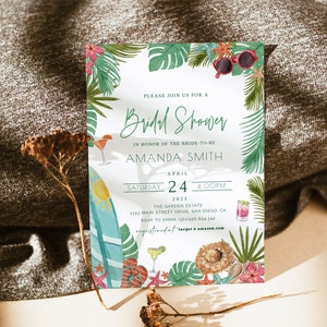 Beach Bridal Shower Invitation Template, Beach Bridal Shower Invitation, Tropical Bridal Shower Invitation, Summer Bridal Shower Invite, DIY