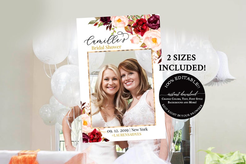 Photo Prop Frame Bridal Shower Fall Burdy Template