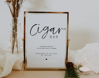 Cigar Bar Sign Template, Wedding Cigar Sign, Simple Wedding, Instant Download, Cigar Bar Editable Template, Cigar Wedding Template