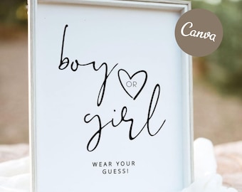 Tablero de adivinanzas para baby shower (niño o niña), juego de adivinanzas de género, cartel para el juego de adivinanzas, cartel "¿Niño o niña?", decoración neutra para baby shower
