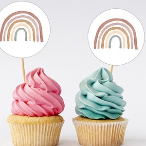 Printable Rainbow Cupcake Toppers, Rainbow Cupcake Topper Template ...