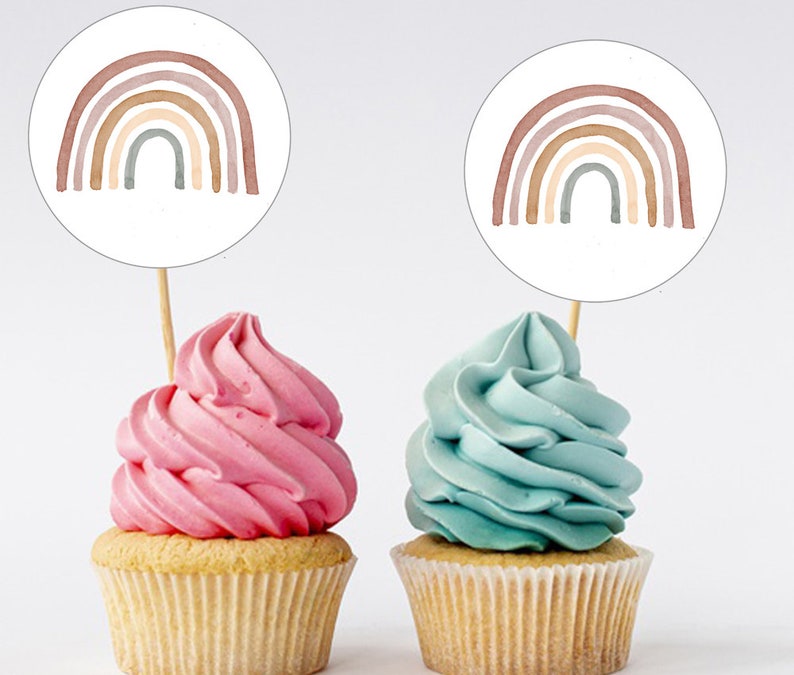 Printable Rainbow Cupcake Toppers Rainbow Cupcake Topper Etsy