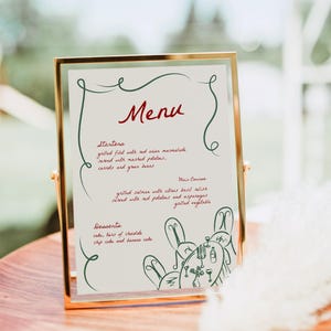 Hand Drawn Wedding Menu Template, Whimsical Scribble Illustration, Wavy Fun Wedding Dinner Menu, Editable Wedding Menu, Bridal Shower Menu