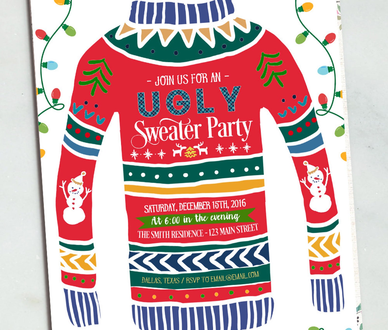 Ugly Sweater Invitation Ugly Sweater Party Invitation Etsy