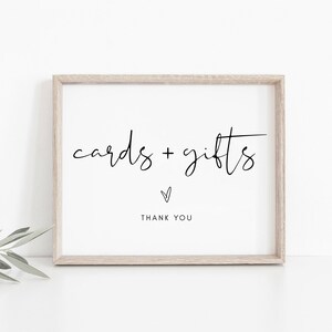 Minimalist Cards and Gifts Sign Printable, Modern Wedding Sign, Baby Shower Sign, Bridal Shower Gift Sign, Horizontal Landscape Sign