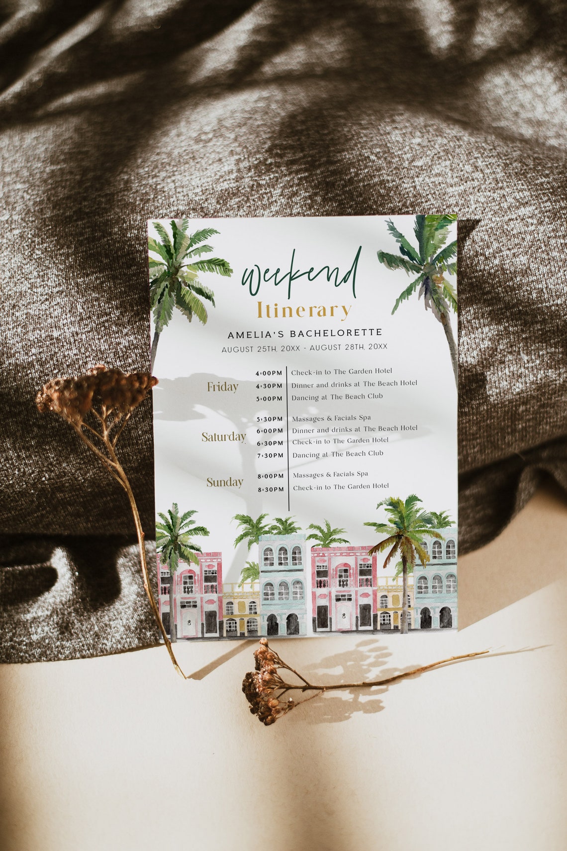 Charleston Bachelorette Itinerary Template Rainbow Row - Etsy