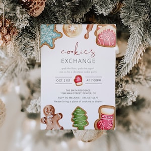 Christmas Cookie Exchange Invitation, Christmas Cookie Party, Cookie Party Decorating, Holiday Baking Party Invite, Cookie Swap Invite DIY