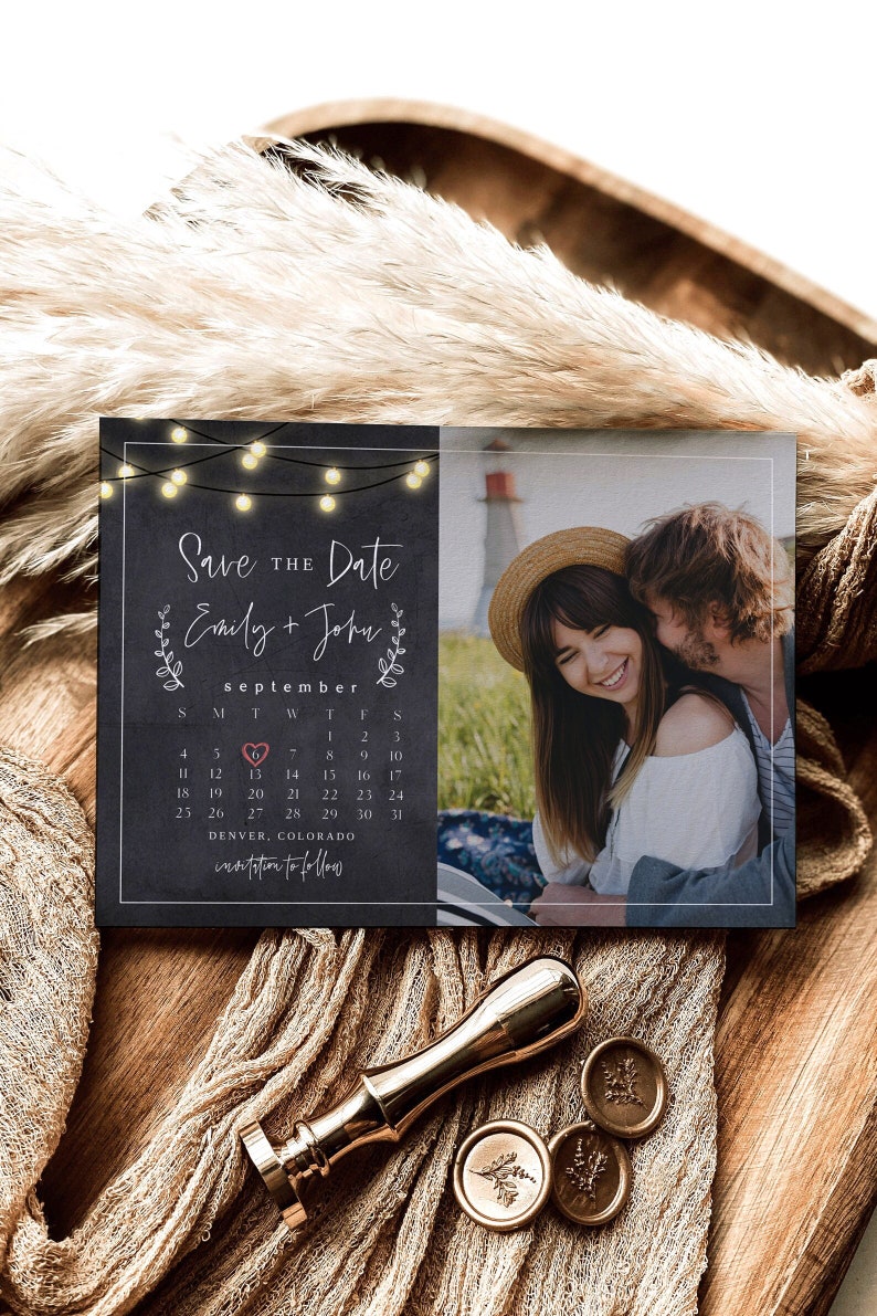 Save the Date Calendar, Save the Date Printable, Save the Date Postcard, Wedding Save the Date Template, Photo Save the Date Digital 