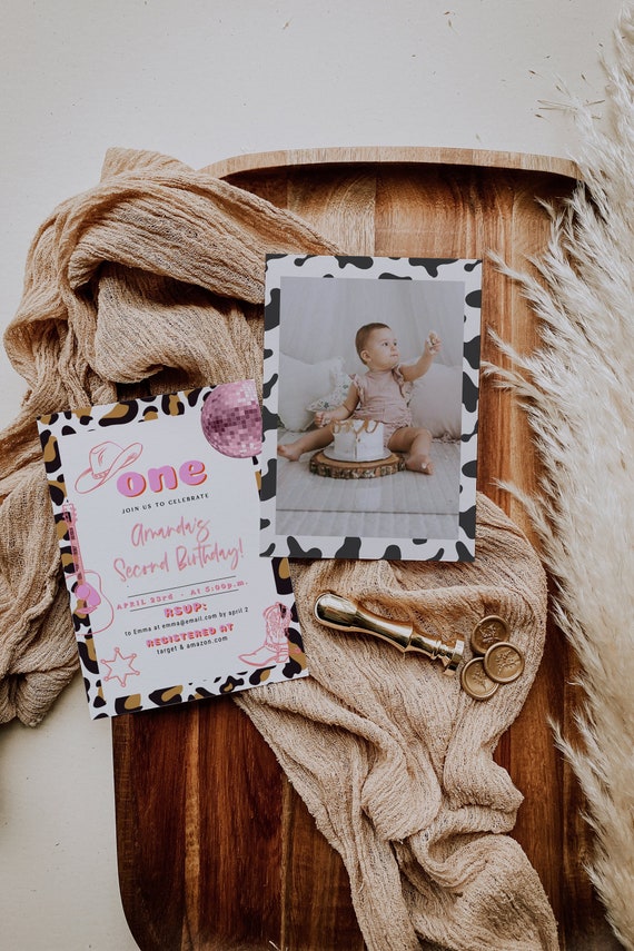 Disco Cowgirl First Birthday Invitation Cowgirl 1st Birthday | Etsy