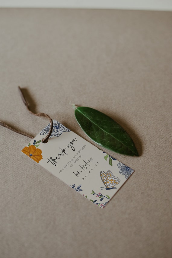 EVA | Wildflower Favor Tag Template, Wildflower Birthday, Folk favor tag, Floral Printable, Girl,Editable, Instant Download Favor Tag, DIY