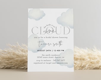 Bride Is On Cloud Nine Bridal Shower Invitation, Cloud 9 Bridal Shower Invitation, On Cloud Nine Bridal Shower Invitation, Editable Template
