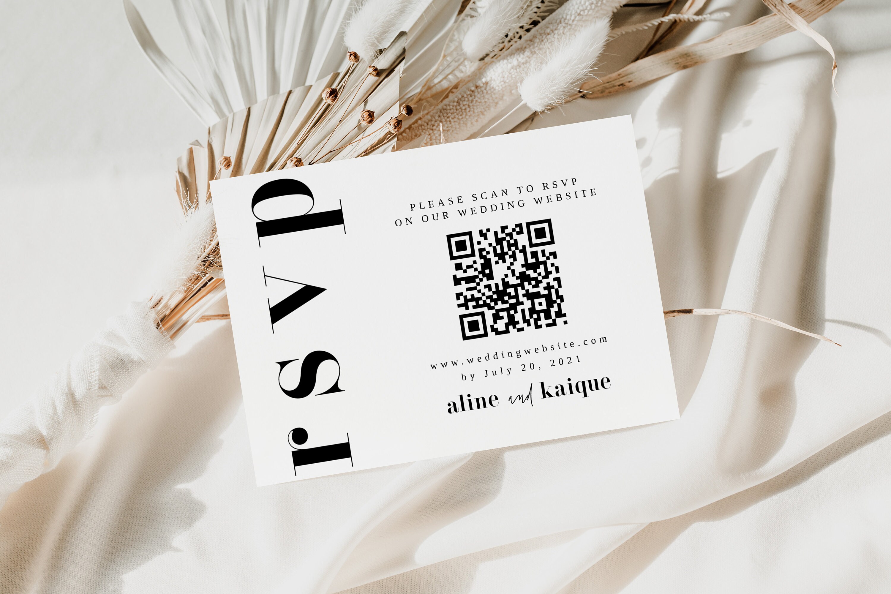 Hannah | QR Code Response Card, RSVP Online, Modern Wedding Reply Card ...