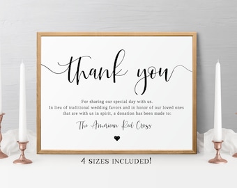 In Lieu of Favors Template, Wedding In Lieu of Favors Card, Printable Wedding Donation Sign, Wedding Charity Donation Sign, INSTANT DOWNLOAD