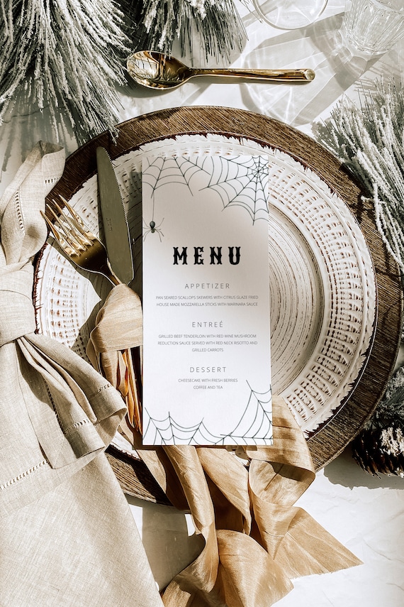 Halloween Party Menu Template, Halloween Menu Template, Printable Halloween Dinner Party Menu, Halloween Table Decor, Adult Halloween Party