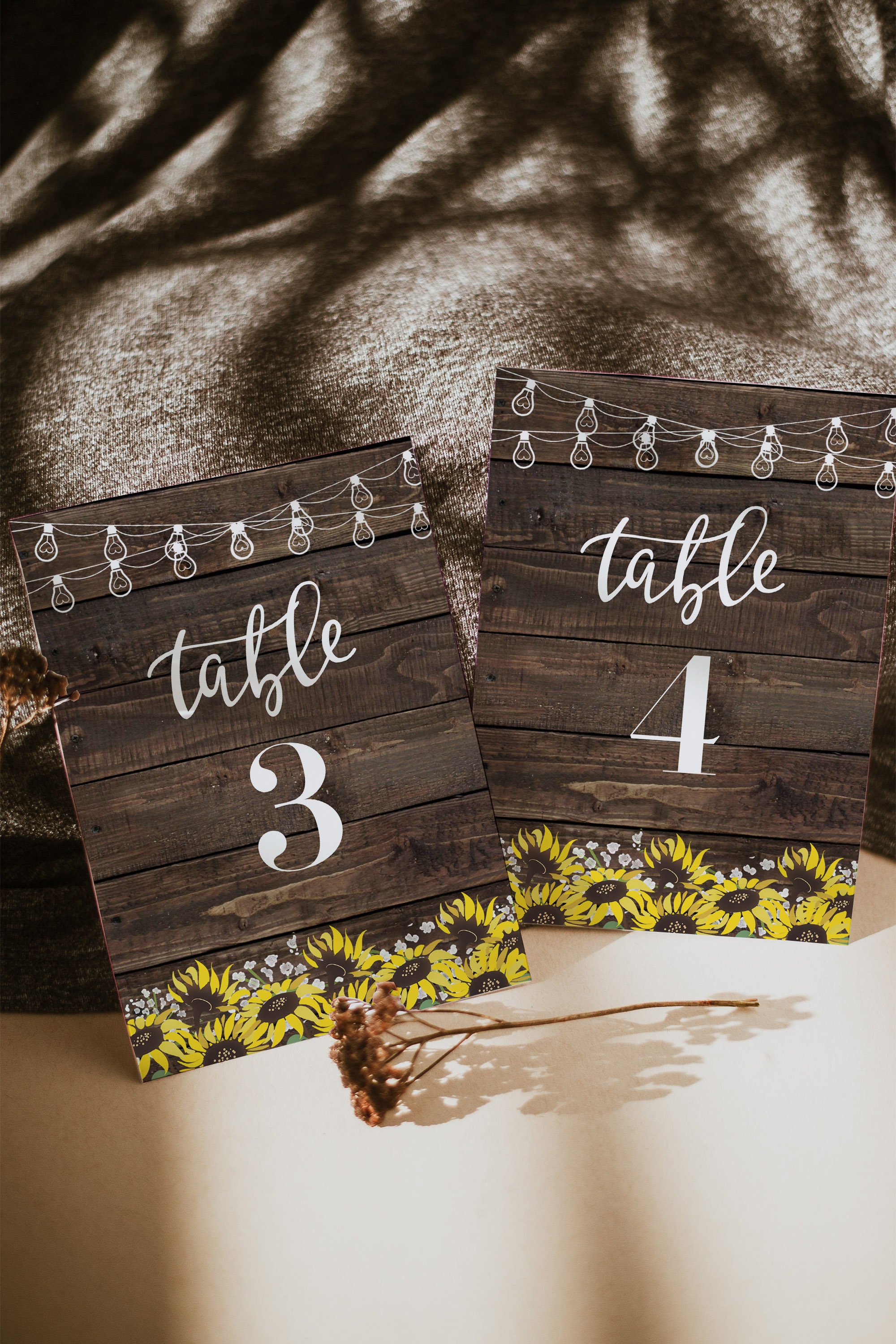 Rustic Wedding Table Number Template, Table Numbers for Wedding ...