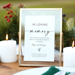 Modern Minimalist In Loving Memory Sign Template, Printable Memorial Sign for Wedding, Forever in Our Hearts Sign, Memorial Wedding Signs
