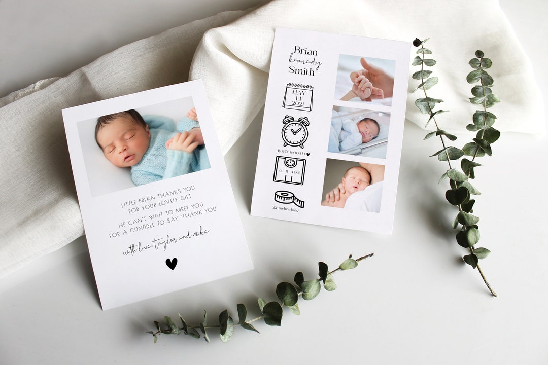 Newborn Birth Stat Announcement, Newborn Announcement Card Template ...