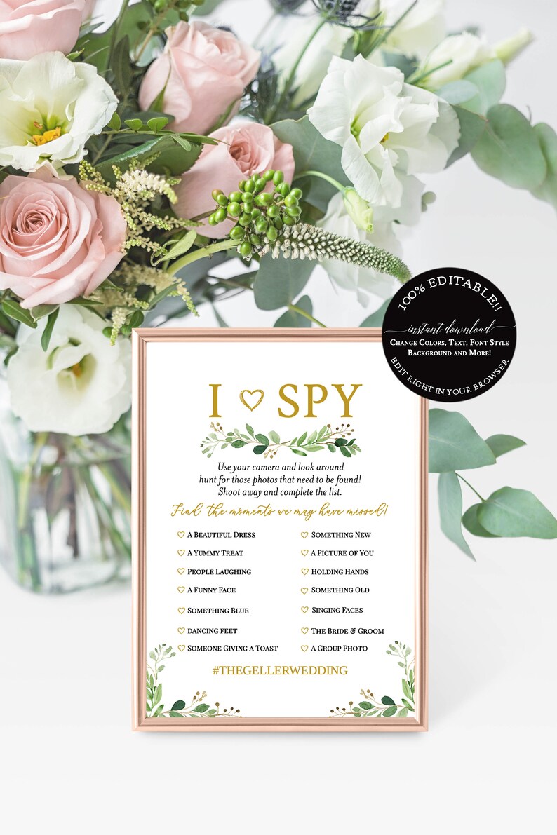 I Spy Wedding Game I Spy Printable Sign I Spy Wedding Game - Etsy Canada
