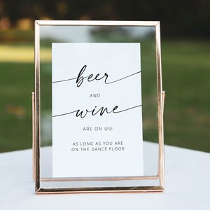 Beer and Wine Party Sign, Wedding Decor Sign, Beer And Wine Bar, Wedding Open Bar Sign, Wedding Bar Signs, Alcohol sign, Bar Sign | MIA