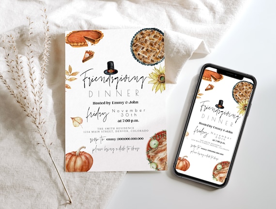 Friendsgiving Invitation Editable, Friendsgiving Dinner Invitation Template, Editable Friendsgiving Invitation, Friendsgiving Dinner, Evite