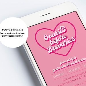 Funny Galentine&#39;s Day Party Invitation Template, Ovaries Before Brovaries, Minimalist Invite, Girls Night Invitation, Editable Invite Text