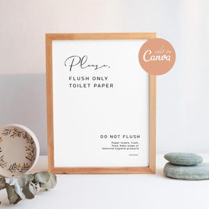 Airbnb Bathroom Sign, Flush Only Toilet Paper, Septic System, Do Not Flush Sign, Vacation Rental Printable Sign, Airbnb Toilet Sign Download