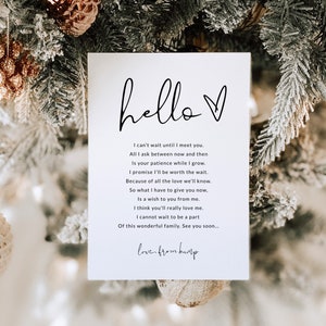 Schwangerschaftansage Digital, Hallo Gedicht Schwangerschaftansage, Schwangerschaft enthüllen Freunde Großeltern, Schwangerschaft Herbst Weihnachten Vorlage