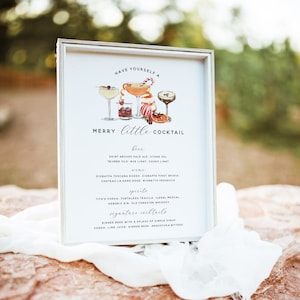 Christmas Bar Menu Sign Template, Christmas Cocktail Bar Menu, Have Yourself a Merry Little Cocktail, Holiday Party Bar Sign, Xmas Decor