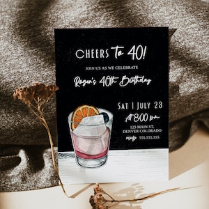 Surprise Party Invitation Digital Download, Cigar Bar Whiskey Birthday Invitation for Men, 21st Birthday Invitation for him, 40th birthday