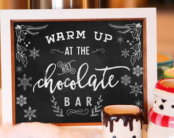 Hot Chocolate Bar sign, Hot Cocoa Bar Sign, Winter Hot Chocolate Bar Kit, Hot Cocoa Bar Kit, Sign, Cup Tags, Labels/ INSTANT DOWNLOAD