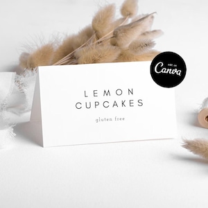 Buffet Card Template, Minimalist Party Buffet Cards, Modern Food Labels Instant Printable, Simple Food Card, Clean Typography DIY Canva