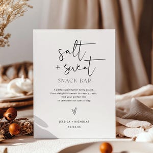 Wedding Snack Sign, Wedding Salty and Sweet Snack Sign Template, Wedding Food Buffet Sign, Food Table Signage, Wedding Reception Signage DIY