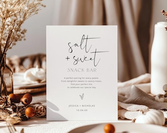 Letrero para aperitivos de boda, plantilla para aperitivos dulces y salados de boda, letrero para bufé de comida de boda, señalización para mesas de comida, señalización para recepción de boda (hazlo tú mismo)