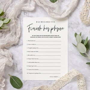 Ellia Finish the Bachelorette's Sentence Bachelorette Party Games ...