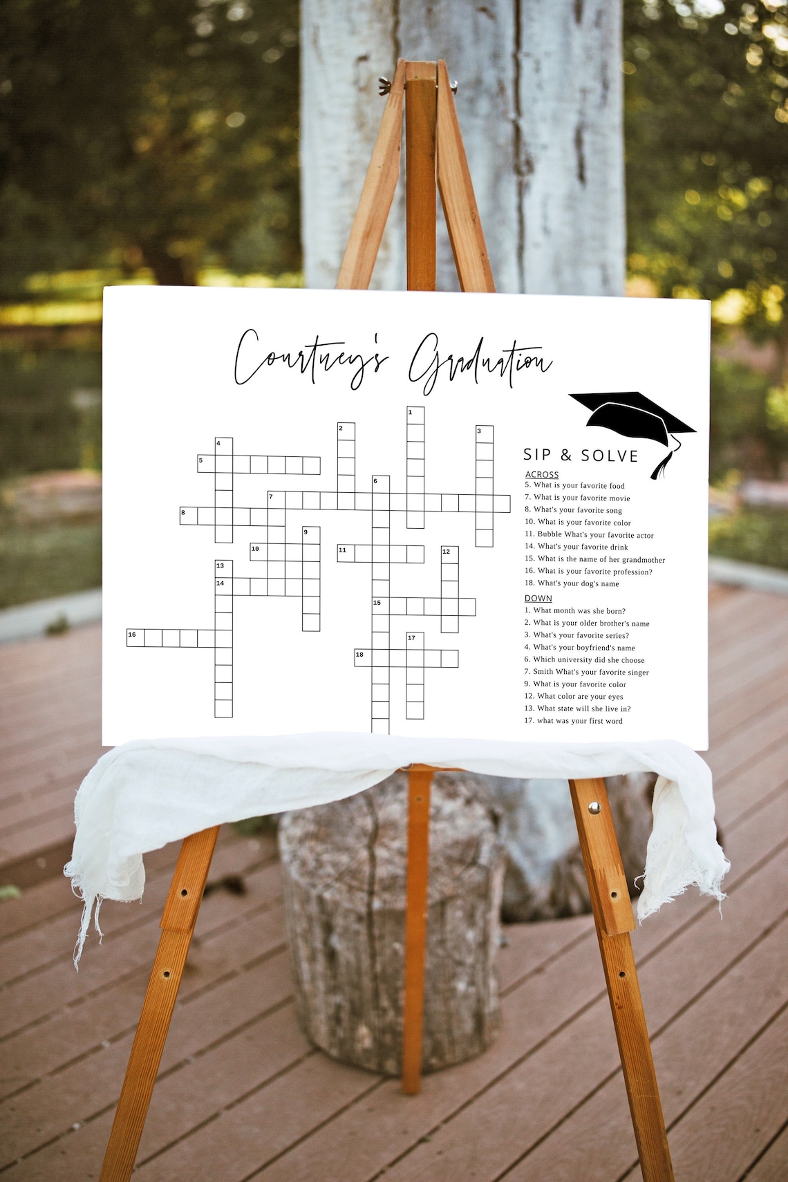 Graduation Crossword Puzzle Printable Graduation Party Games Etsy