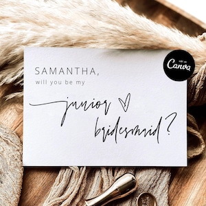 Junior Bridesmaid Proposal Card, Bridesmaid Printable Template, Will You Be My Junior Bridesmaid, Maid of Honor Proposal Gift Card DIY