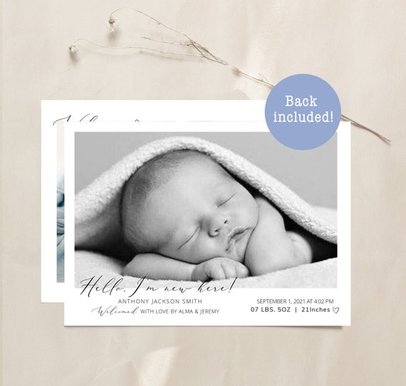 Birth Announcement Template Printable Photo Birth | Etsy